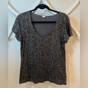 J Crew gray sequin t shirt size large
